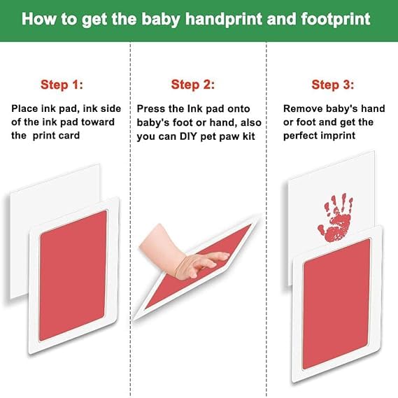 Keshmart Large Clean Touch Ink Pad for Baby Handprints and Footprints, Inkless Infant Hand & Foot Stamp, Safe for Babies, does not Touch Skin – Perfect Family Memory or Gift (RED) 2