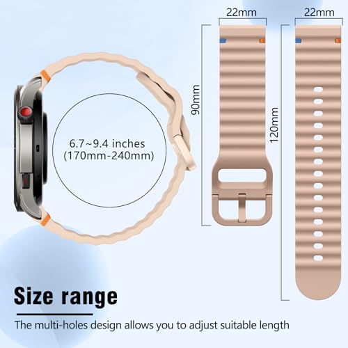 Image of 22mm Silicone Watch Band Compatible with Amazfit T-Rex 3 Pro 48mm /Balance 2 /Balance /Bip 6 /Bip 5 /GTR 4 /GTR 3 /GTR 2 /GTR 47mm, Wavy Replacement Strap for Amazfit Cheetah /Stratos 3 /2s