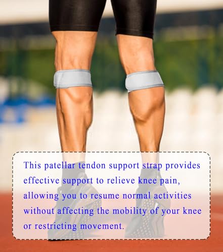 Image of 2 Pack Patellar Tendon Support Strap for Knee Pain Relief, Patella Knee Brace with EVA Semi-circular Tube, Tendonitis, Patella Bands for Basketball, Running, Hiking, Tennis, Squats (Gray, Knee(11 inch-15 inch))