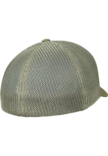 Image of Flexfit Trucker Mesh Fitted Cap | 6-Panel, Mid-Profile, Stretchable Mesh Backing, Flexfit Sweatband, Curved Visor, Silver Undervisor