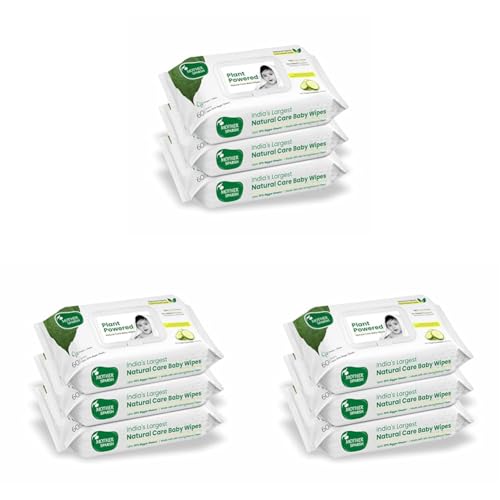 Image of Mother Sparsh Natural Care Water Baby Wipes with Lid | 100% Plant Made Fabric From Forest Land | Fresh+Cleanse (with Cucumber) Plant Powered Wet Wipes For Baby I Cotton Cloth Like Bigger Sheets | 60 Pcs (Pack of 9)