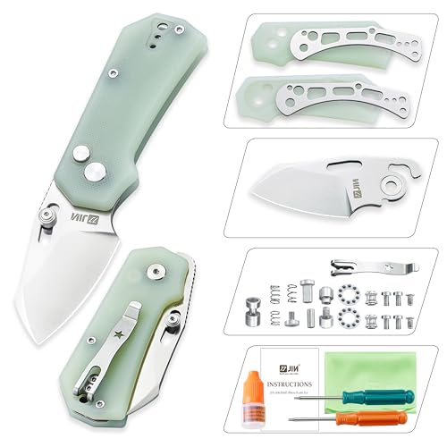 Image of JIN Rhino Small Pocket Knife for Men, Button Lock EDC, Folding Knife Kit, 2 inch 9Cr18Mov Satin Blade, Jade G10 Handle, Gift for Men Women, Razor Sharp Camping Knives