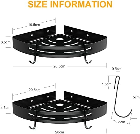 Ainiv Corner Shower Caddy, Bathroom Shower Organizer Storage, Adhesive Bath Shampoo Organiser, Rustproof Stainless Steel Shower Racks, No Drilling for Apartment Dorm Toilet Kitchen, Black