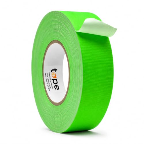 WOD Gaffer Tape, Fluorescent Green Low Gloss Finish Film, 2 inch x 60 ft. Residue Free, Non Reflective Cloth Fabric, Secure Cords, Water Resistant, Photography, Filming Backdrop, Production