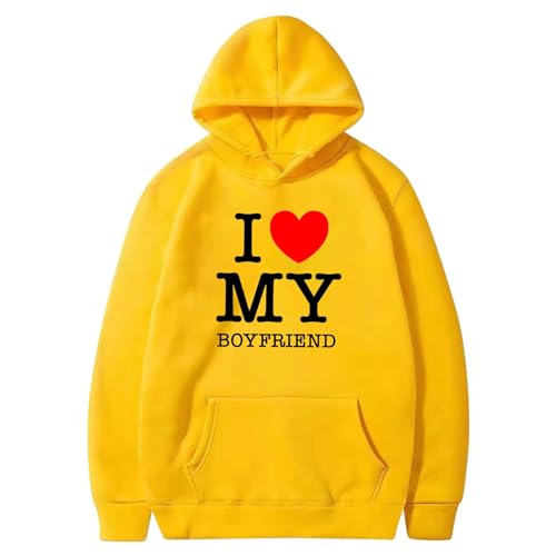 Ceboyel I Love My Boyfriend Hoodie Love Heart Valentines Day Sweatshirt Sweater Pullover Tops Cute Funny Gifts Clothes Bf