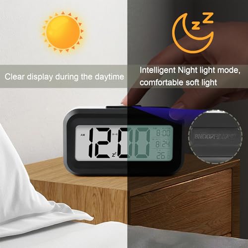 Image of Kadio Digital Alarm Clock, Electronic Alarm Clock, Bedside Table with Large LED Display, Battery Operated Travel Alarm Clock, Table Clock with Temperature Snooze Function, Digital Alarm Clock for