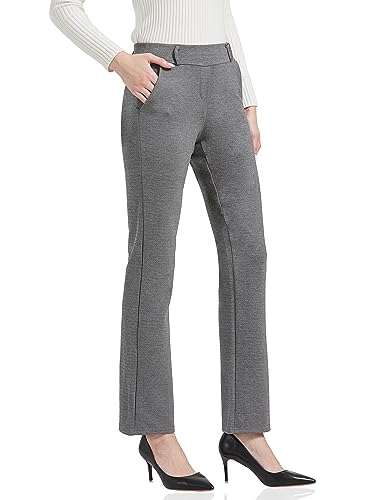V VOCNI Women's Comfy Bootcut Curvy Fit Slimming Elastic Waistband Dress Pants
