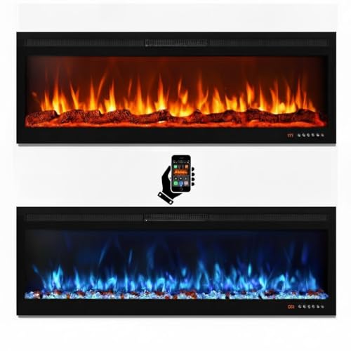 Weka Fireplace Heater, Wi-Fi Enabled Wall Mounted and Recessed Electric