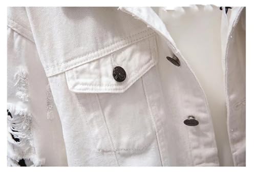 Vsadsau Men's Denim Jacket Casual Loose Solid Color Long Sleeve Lapel Street Buttons Jean Coat4