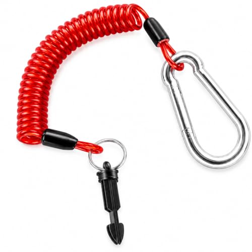 4FT Trailer Breakaway Cable with Safety Pin Heavy Duty Coiled Emergency Brake Cable Stainless Steel Towing Breakaway Wire for RVs Campers Utility Trailers and Boat Trailers