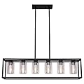 XILICON Dining Rooms Black Chandeliers,Kitchen Island Farmhouse Lighting Fixture Industrial Rustic Ceiling Hanging 6 Light Modern Pendant Light with Glass Shade