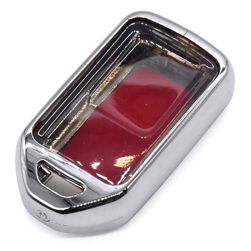 Image of KMH Marble Metal Car Key Cover Compatible with Honda City, Civic, Jazz, Amaze, CR-V, WR-V, BR-V Models 3 Buttons Keycover with Keychain Key Shell Case Holder Protector Accessories (Chrome) Pack of 1