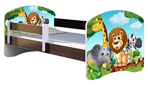 ACMA Lit Enfant Bébé TIROIR Matelas sommier Gratuite WENGE Meubles pour Enfants II (02 Petits Animaux, 140 x 70 cm)
