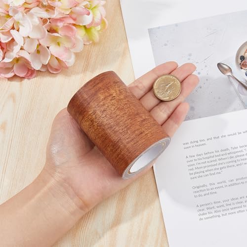Image of Wood Grain Tapes 3inchx15feet Durable Multi-Use Adhesive Patch Self Adhesive Wood Grain Repair Patch Wood Colored Stickers Brown Upholstery Wood Duct Tape for Doors Floor Furniture