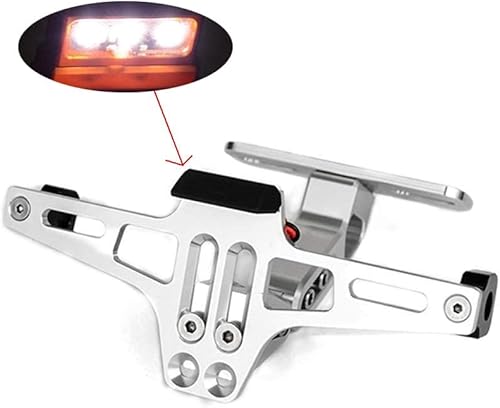 Miniatura 10 de Eliminador de guardabarros de motocicleta Soporte de matrícula Soporte trasero con luz LED para Kawasaki Yamaha Suzuki Ducati (negro)