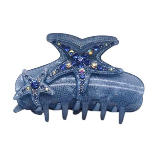 Colrful Gemstone Starfish Hair Clip,Acetate Claw Clips,Hair Clips for Women,Blue, 1 Count (Pack of 1)