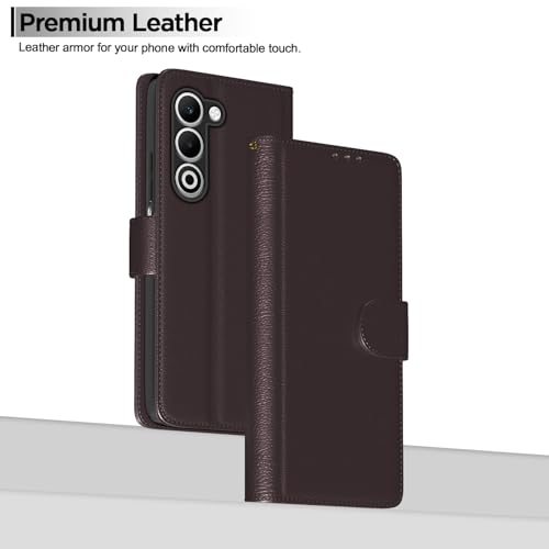 Image of Amazon Basics Flip Cover for Oppo A5 5G Leather Finish | Wallet Stand and Shock Proof | Inside TPU with Card Pockets | Complete Protection Flip Case (Coffee)