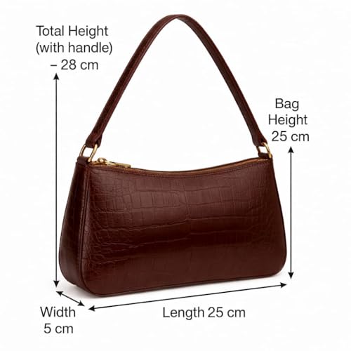 Image of Modern Chic Mart Crocodile Pattern Shoulder Handbag for Women, Lightweight, Trendy, Office and Casual Purse