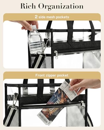 Image of Missnine Clear Bag for Stadium Events, 12x6x12 Approved Clear Tote Bag for Women