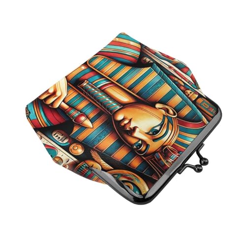 Pu Leather Buckle Coin Purse Ancient-Egyptian-Art-God Girls Kiss-Lock Change Purse Wallets3