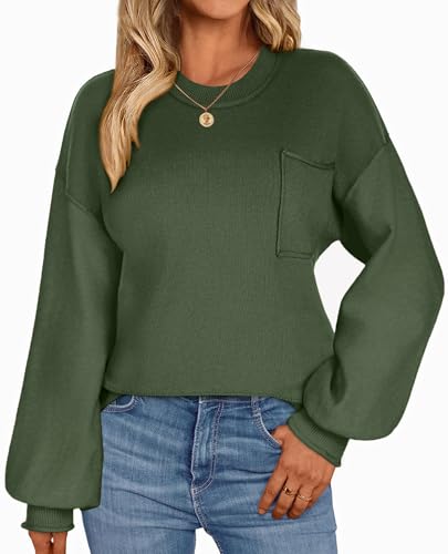 Image of Zeagoo Sweaters for Women 2025 Trendy Fall Fashion Oversized Lantern Long Sleeve Knitted Pullover Tops Outfits