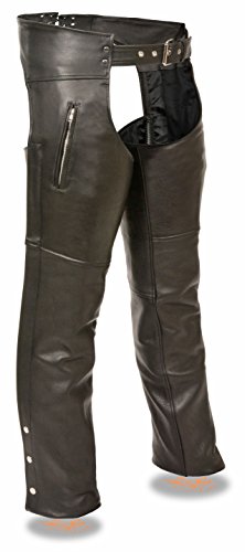 Milwaukee Leather Men's Classic Leather Chap w/ Zipper Thigh Pocket (Black, 2X)