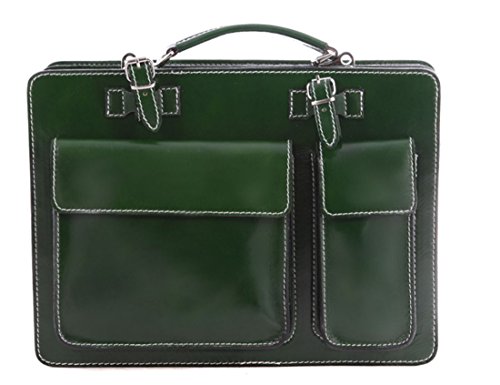 Cartera de mano hombre XL verde con gran capacidad de organización