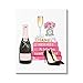 Stupell Industries Glam Pink Fashion Book Champagne Hells and Flowers Stretched Canvas Wall Art, Proudly Made in USA
