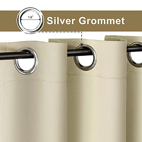 Image of 2 Panels Indoor /Outdoor Patio Waterproof Curtains- Thermal Insulated, Blackout Curtains Light Blocking Drapes for Porch, Pergola, Cabana, Bedroom, Living Room, 52 x 84 inch, Cream Beige