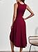 Happy Sailed Women's Summer Sleeveless Ruched Waist Slim Fit A Line High Low Midi Cocktail Party Dress for Wedding Guest Fashion Women Clothing 2025 Burgundy Small