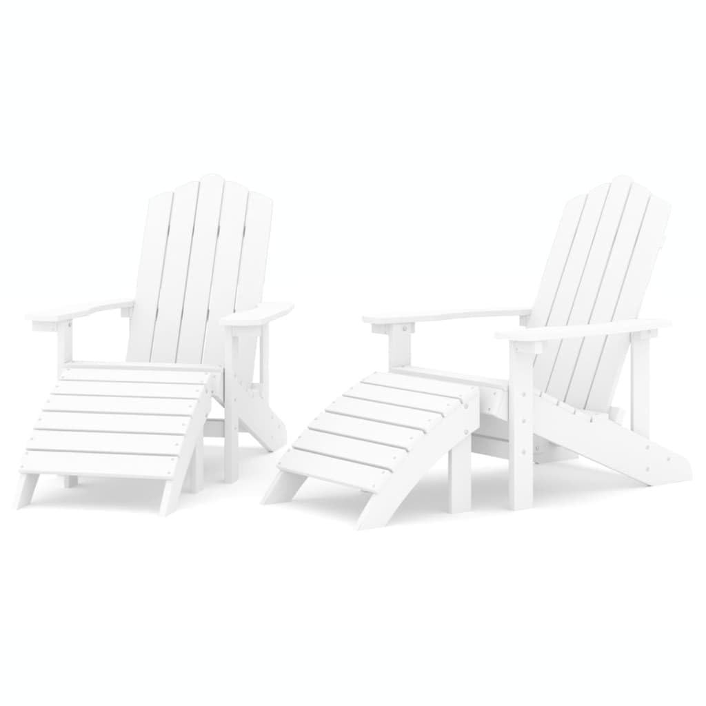 Set di mobili da giardino Adirondack Sedie 2 pezzi con poggiapiedi HDPE Bianco