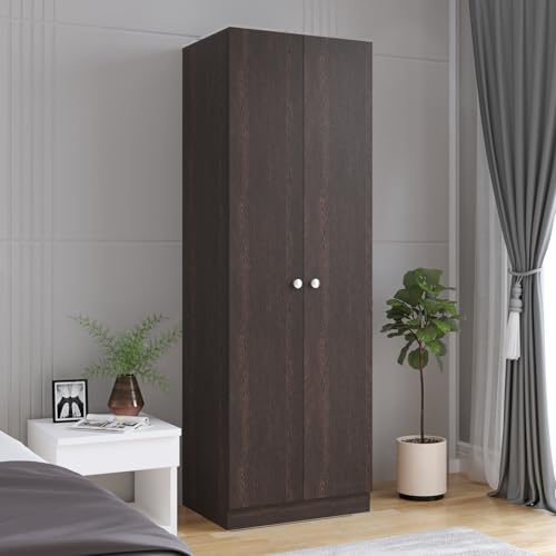 Image of FURNEASER Fanciable Engineering Wood 2 Door Wardrobe Almirah for Clothes | Double Door Cabinet Closet Organizer | Multipurpose Cupboard for Bedroom Living Room | 60 x 42 x 180 CM (Wenge)