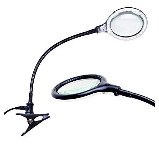 Brightech LightView Flex Magnifier with Bright LED Light & Sturdy Clamp - Magnifying Glass Lamp for Comfort & Ease of Use - Enjoy Reading, Crafts, Painting, Sewing, Jigsaw Puzzles, Cross Stitch