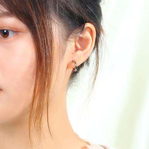 Tgnel Tiny Titanium Earrings Hoops Open C Titanium Hoops For Women Men, 2Mm Thin Lightweight Round Surgical Grade Titanium Earrings Hypoallergenic For Sensitive Ear (9Mm Silver) #TOP1