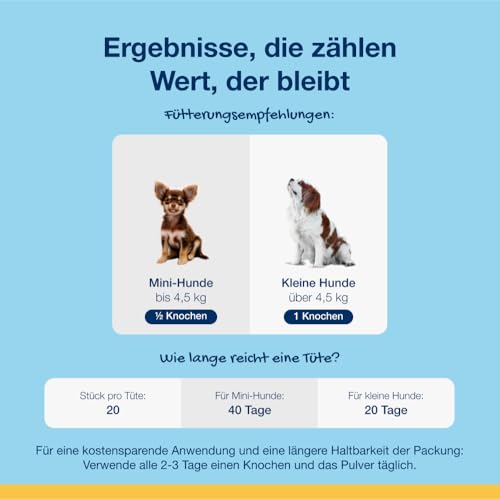 ProDen PlaqueOff Hunde Zahnpflege, Bundle aus 60 g Zahnpulver und Packung mit 20 Mini Kauknochen Erdnussbutter & Banane, natürliche Zahnreinigung Hund und Plaque Entferner, für frischen Atem