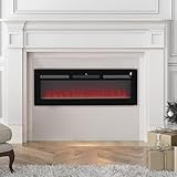 HOMCOM 127cm/50" Electric Fireplace, 2000W Recessed and Wall Mounted Electric Fire with Remote Control, 9 Flame Colour and Crystal, Black - Image 9