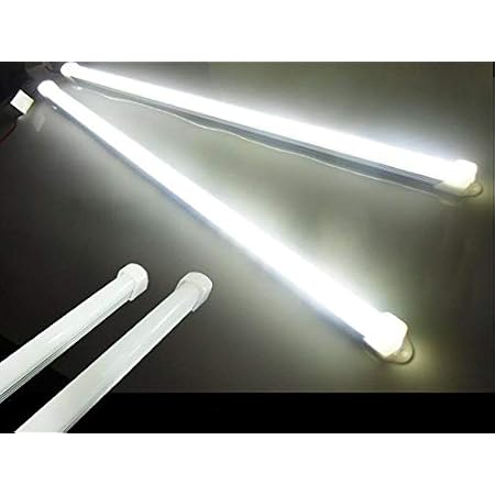 Amazon Co Jp 12v 24v 兼用 Led アルミ バーライト 蛍光灯 2本セット 白色 ホワイト 30cm 拡散カバー付 84連led 照明 普通車 トラック 船舶 ホーム キッチン