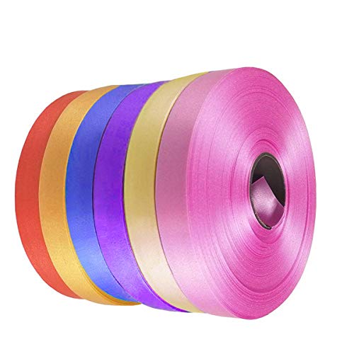 Satinband, Band Curly Geschenk Ballon Riband für Party Wrapping Hochzeit und Urlaub Dekoration Crimping, 6Pcs Cover