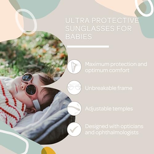 Image of BEABA, Baby Sunglasses 0-9 Months, 100% UV Protection - CAT 4, Side Protection, Optimal Comfort, Adjustable Elastic Headband, Pastel Yellow, 1 Unite (Lot de 1)