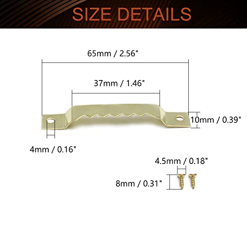 Image of MroMax 50PCS Sawtooth Picture Hangers Iron Picture Hangers 2.56 inch x 0.39 inch Double Hole Picture Frames Hangers for Hanging Clock Paintings Artwork Picture Frame Hook Photos Gold