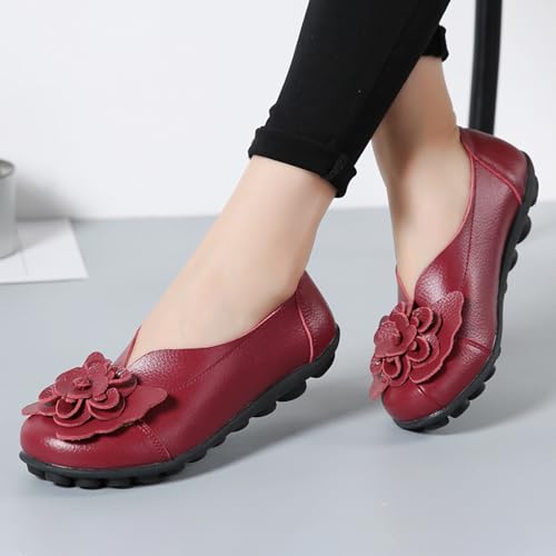 Image of MOYOWEI Women's Leather Slip On Loafers Colorful Flat Shoes