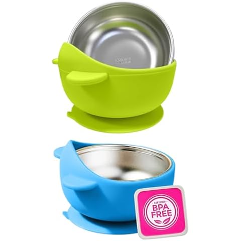 Bantroplis Stainless Steel Toddler Bowls with Suction Base Cover