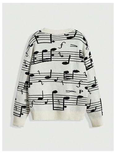 Image of WDIRARA Women's Goth Cartoon Pattern Sweater Long Sleeve Crewneck Knit Pullover Top