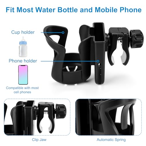 Image of Accmor Walker Cup Holder with Phone Holder, Wheelchair Cup Holder, Cup Phone Holder for Walker, Wheelchair, Rollator, Mobility Scooter