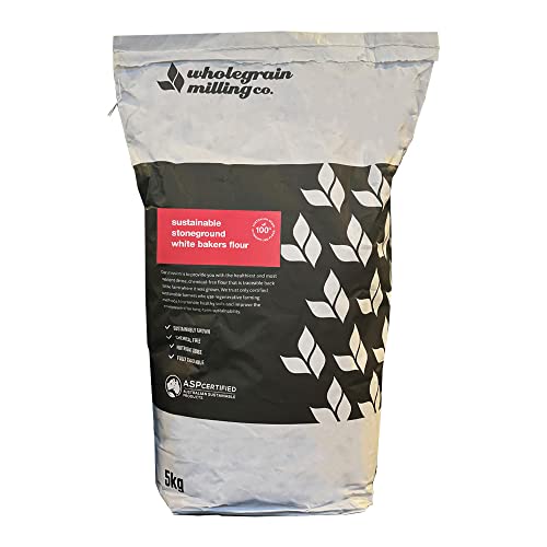 Wholegrain Milling Co, Sustainable Stoneground White Bakers Flour, 5 kg - Stoneground Wheat Flour. Unique flavour. All-purpose flour, Versitile for a range of Cooking Needs.