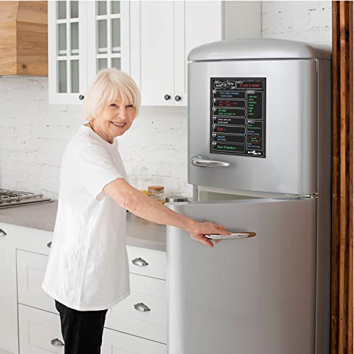 Magnetic Dry Erase Menu Board For Fridge Includes 4 Liquid Chalk Markers - Weekly Meal Planner Blackboard, Grocery List And Notepad For Kitchen Refrigerator - Chalkboard Magnet #TOP5