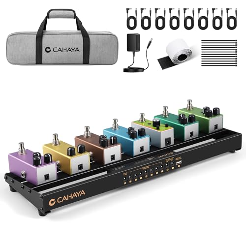 CAHAYA Guitar Pedal Board with Power Supply Pedalboard Portable 49x13cm