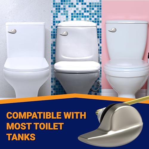 Image of Front Mount Toilet Handle Replacement, Compatible with American Standard, Kohler, TOTO, Gerber and Most Front Mount Toilet Tanks - Nickel Finish