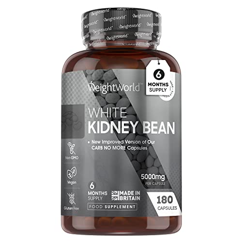 White Kidney Bean Extract 5000mg - 180 Vegan Capsules (6 Months Supply)- Enriched with Zinc & Chromium - High Strength Kidney Bean Supplement - Gluten Free - Made in The UK