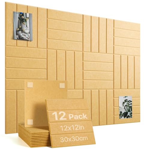 Image of Large Cork Board Alternative 120x90cm, Pin Board 12 Pack Vision Board, Felt Notice Board for Home Wall Office Decor with 60 Adhesive Tabs Longan Yellow